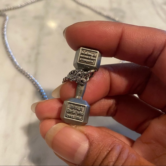 “Shields of Strength” dumbbell necklace - Picture 4 of 4